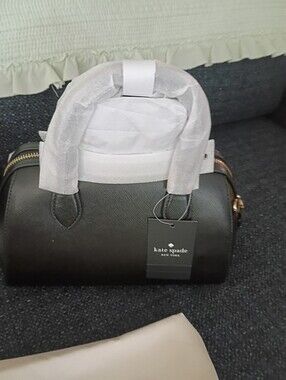 KATE SPADE Black Saffiano Leather Madison Dufflebag with Gold Hardware